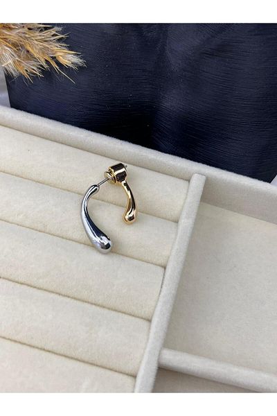 Yıldız Accessory أقراط من الفولاذ الرقيق العصرية الأنيقة باللون الذهبي والفضي