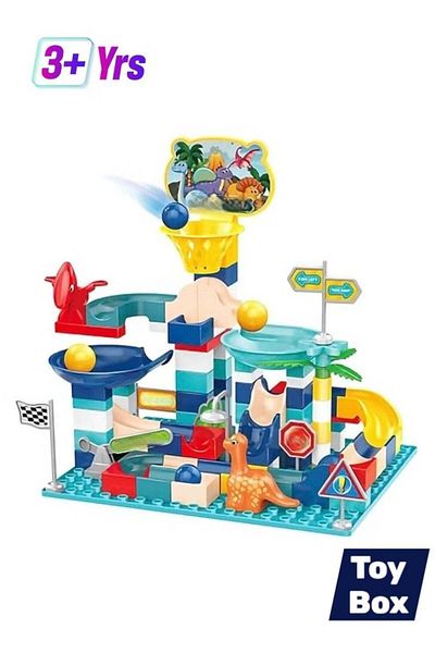 Toybox مسار الكرة والرخام على شكل ديناصورات، مكعبات رماية للأطفال