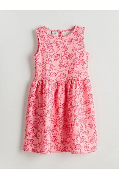 LC Waikiki Lcw Eco Pink Crew Neck Floral Girl's Dress