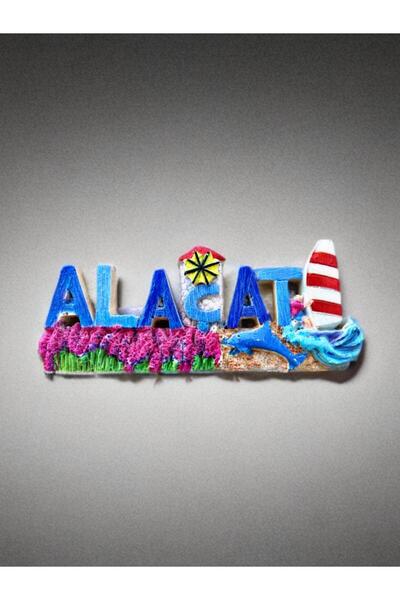 Mundy ALAÇATI Temalı Kabartmalı Polyester Magnet. 10cm x 4cm.