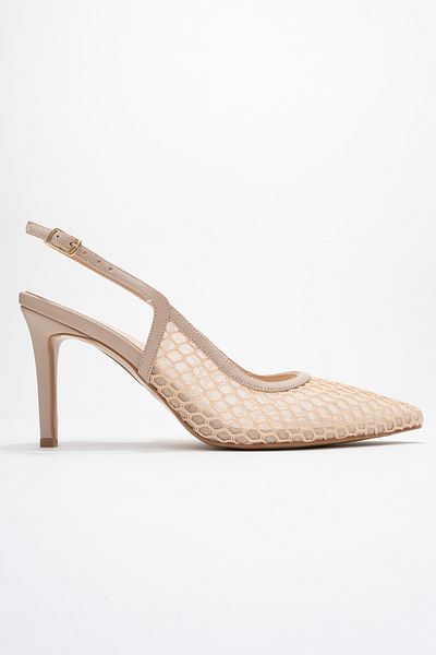 Ataköy Ayakkabı Women's Thin Heel Tulle Shoes