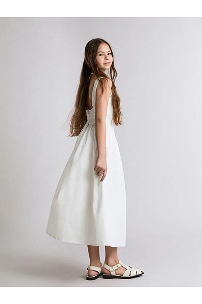 LC Waikiki Lcw Kids White Crew Neck Girls' Dress