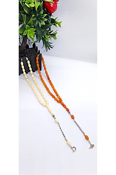 Lio20 7x11 mm Model Beyrut Toz Kehribar ve Mis Kokulu Beyrut Damla 2'Li Tesbi...