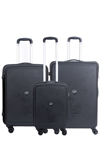 Skybags Set of 3 Luggage Trolley| Hardcase PP Material| 3-Digit Combination Lock-28/24/20- Black