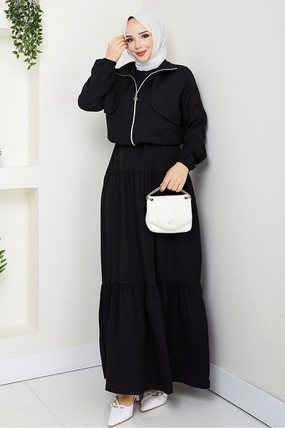 Bestenur Milda Jacket Clothes Σετ δύο τεμαχίων 1579 - Μαύρο