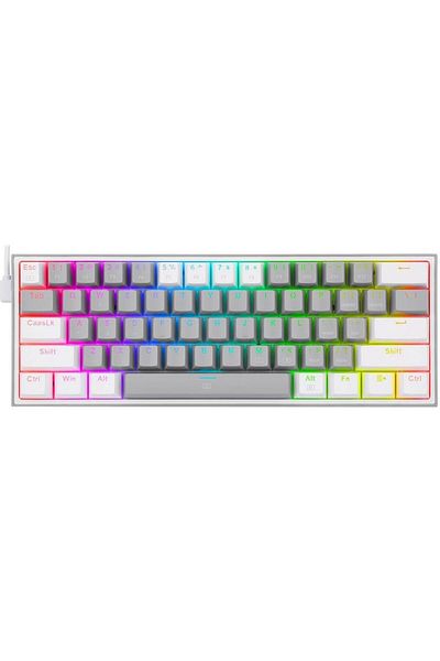 REDRAGON Tastatură mecanică de gaming Fizz TKL K617, 60% iluminare RGB, comutatoare roșii, USB Type-C, alb
