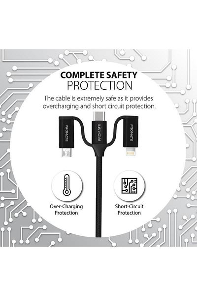 Promate Pentapower 6-In-1 Multi Connector USB Cable 1.2M