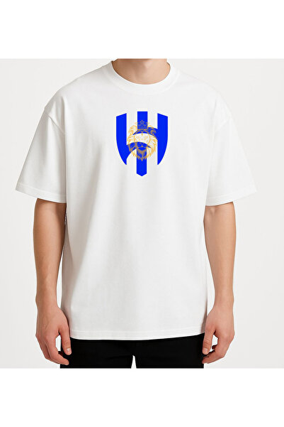 lewibafashion TRICOU ALHILAL CU DESIGN SPECIAL, MĂRIME MARE, ALB ȘI NEGRU