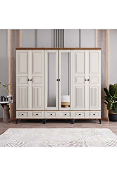 MONZIO Terra 6 Kapaklı Çekmeceli Gardırop %100 MDF