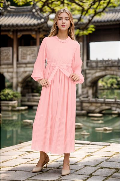 Joui Co Rochie pentru fete Rochie din șifon hijab verde de lungime lungă 11 ani-12 ani-13 ani-14 ani-15 ani-16 ani