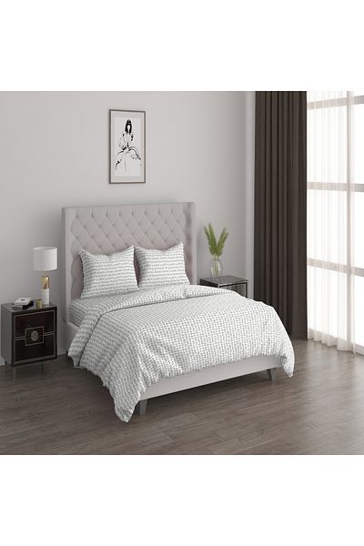 Cottage 3pcs cotton duvet cover 200*200cm - 200 thread count grey geo