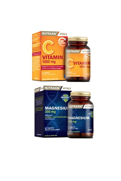 Nutraxin Magnezyum Takviyesi 250 Mg 60 Tablet + C Vitamini 1000 Mg 30 Tablet