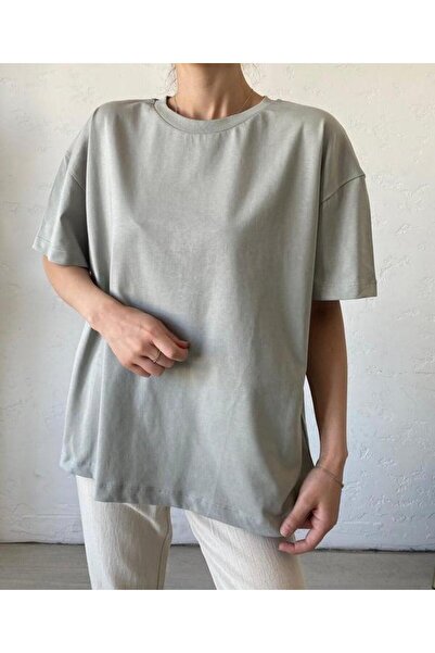 Bade Butik Tricou gri guler rotund Laura