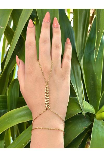 BY YASİN TOPÇU Chevron Row Hand Ring Bracelet