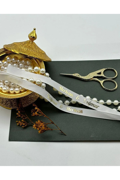 Frisson İsme Özel Dökülmeyen İncili Nişan Kurdelesi