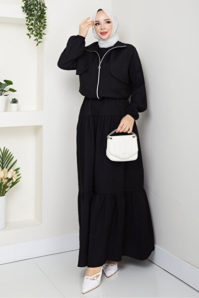 Bestenur Milda Jacket Dress Double Suit 1579 - Black