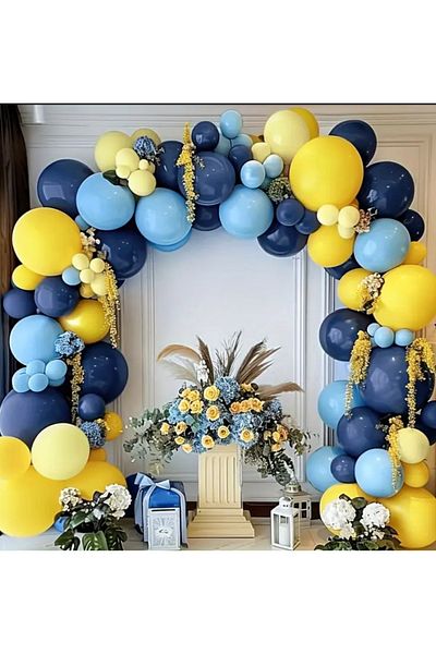 Çemrek Süs Parti Midnight Blue Blue Yellow Balloon Chain Set of 100