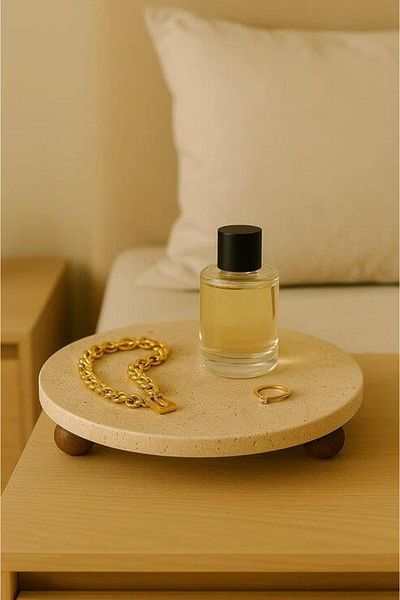 Akayev Travertine 28 cm Wooden Bead Footed Presentation Stand