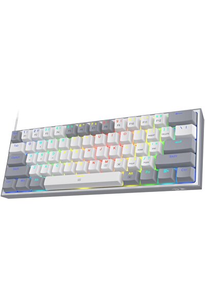 REDRAGON Fizz Pro K616 TKL RGB Mechanical Gaming Keyboard, White/Gray, Red Switches, Bluetooth 5.0/2