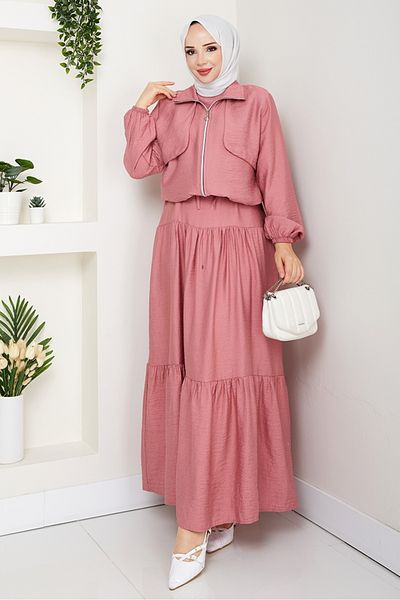 Bestenur Milda Jacket Clothes Σετ δύο τεμαχίων 1579 - Dusty Rose