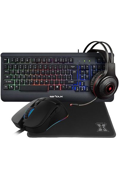 SERIOUX Kit Gaming Kayel 4 in 1, Tastatura, Mouse, Casti, Mousepad