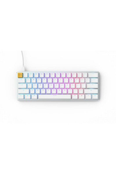 Glorious Tastatură mecanică compactă RGB White Ice GMMK, configurație Gateron maro SUA