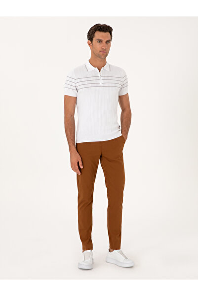 Cacharel Açık Kahverengi Slim Fit Pamuk Karışımlı Kanvas Pantolon 50248807-VR002
