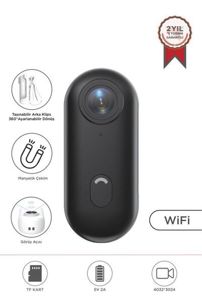 Torima Aksiyon Kamerası 1080 P Manyetik Giyilebilir Geniş Açılı Klips Tasarımlı Kamera CMR34 Siyah