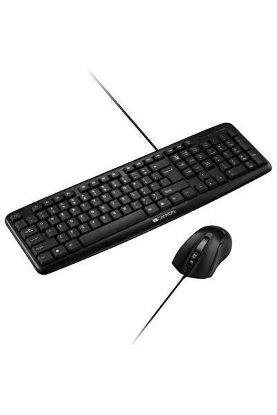 CANYON Kit Tastatură și Mouse SET-1, USB, Marea Britanie, Negru