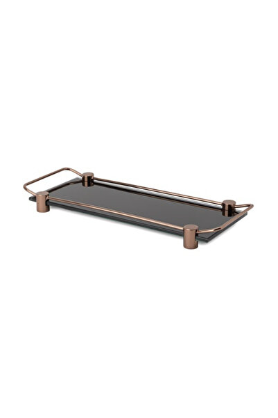 System Bathroom Accesories Tezgah Üstü Banyo Tepsi Cam Siyah|Rose 36x125x312 mm