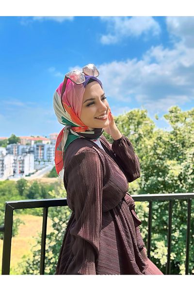 Modakaşmir Palette Pattern Bamboo Scarf - White - Black