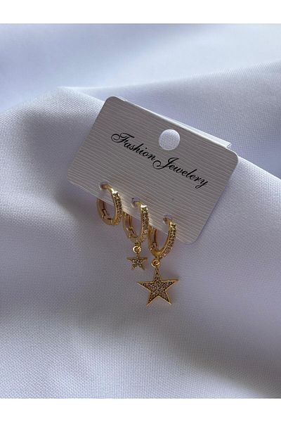 Bestofcase Set of 3 Bijoux Earrings with Star Detail