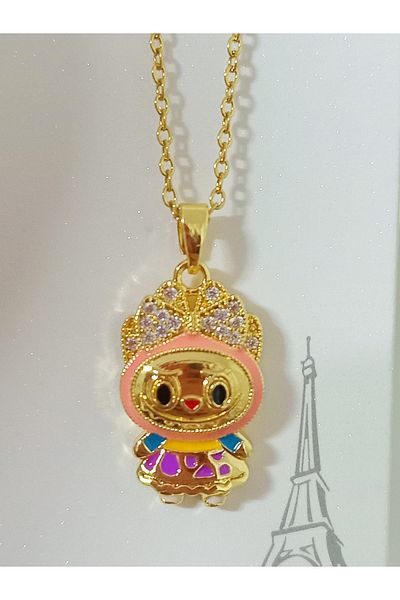 mos&more Stainless Steel Pink Labubu Necklace