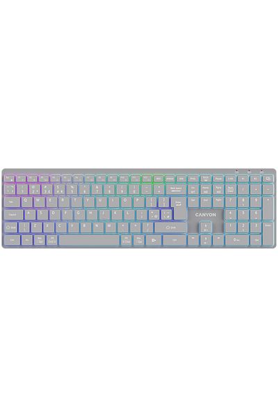 CANYON Tastatură wireless CNS-HBTK11G, configurație UK/US, RGB, mod dual gri