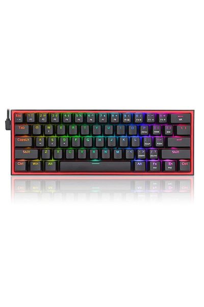 REDRAGON Tastatură mecanică de gaming Fizz TKL K617 RGB, neagră, switch-uri roșii, USB Type-C