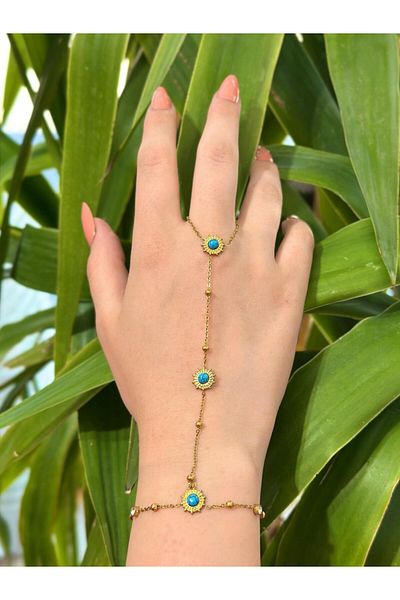 BY YASİN TOPÇU Şahmeran Turquoise Sun Hand Ring