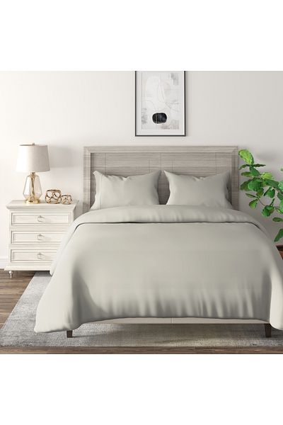 Cottage 3pcs cotton duvet cover 200*200cm - 200 thread count grey