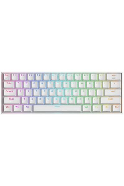 REDRAGON Gaming Mechanical Keyboard Bluetooth/Wired Draconic Pro, Brown Switches, RGB Lighting, Whit