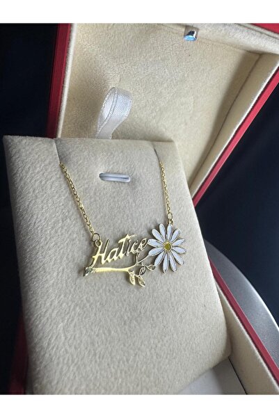 vogutima Kadın Gümüş Kolye - Hatice Yazılı Papatya Isim • Işıklı Kutuda • Sevgiliye • Anneye