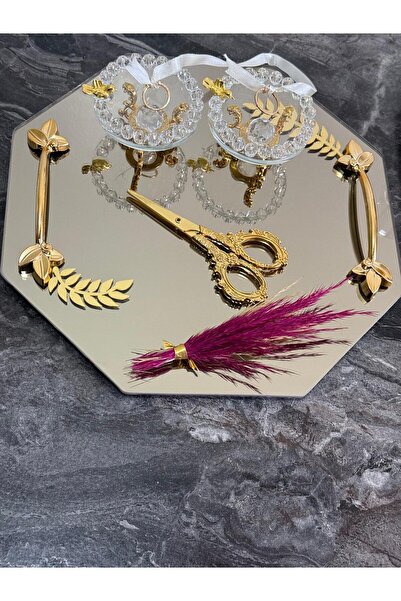 MODERN Gold Nişan Söz Damat KAhve Tepsisi