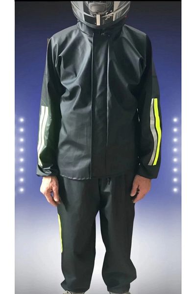 dododan Unisex Full Fit Biker Courier Waterproof Raincoat Suit - Black