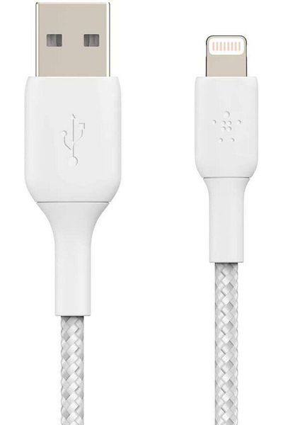 Belkin 3M USB-A Lightning Braided Cable BKN-CAA002BT3MWH White