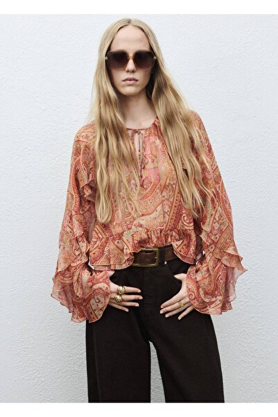MANGO Woman Volanlı desenli bluz