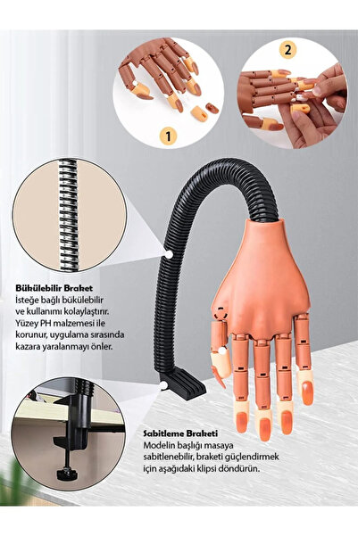Venalisa Protez Tırnak Plastik Manken Eli Eğitim El Robotik Masa Sabitlemeli ...