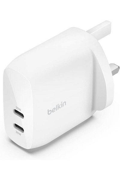 Belkin BoostCharge 60W Dual USB-C plug with PPS White