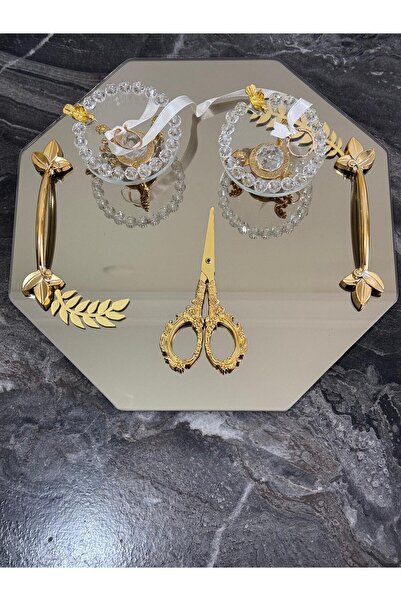 MODERN Gold Nişan Söz Damat KAhve Tepsisi