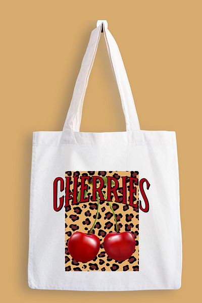 designedfy Leopard Cherries Printed Cloth Bag, Tote Bag