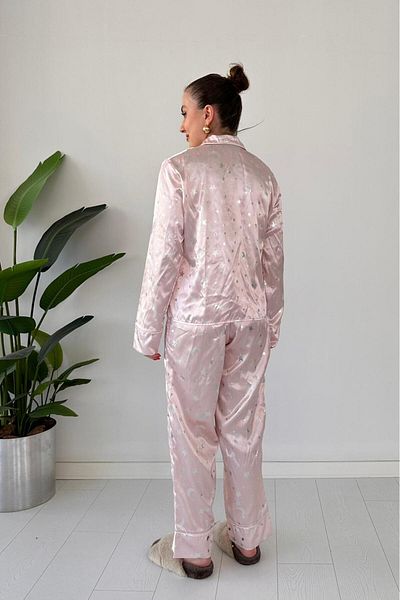 MaziButik Starry Satin Pajamas Suit Powder