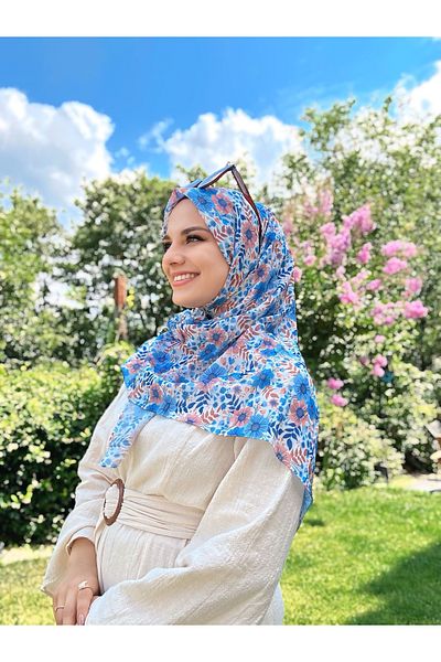 Modakaşmir Flora Pattern Bamboo Scarf - Lilac - Purple