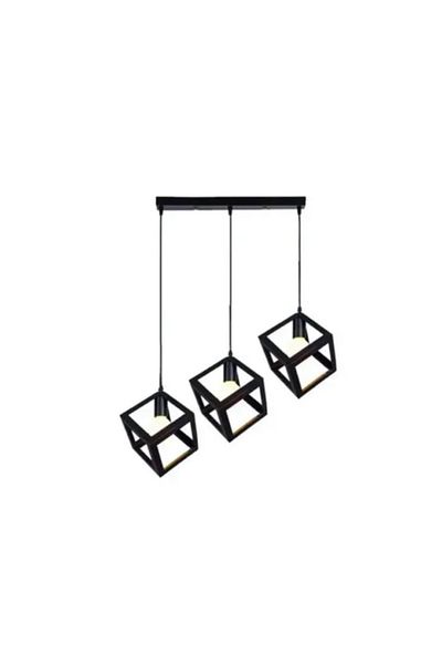 Alista Home Lustra Forma Cub, STRUKTUR Linear Trio, 3 x E27, Negru, Metal